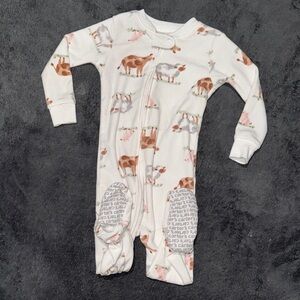 Carter's Cream and Brown Animal Print Footie